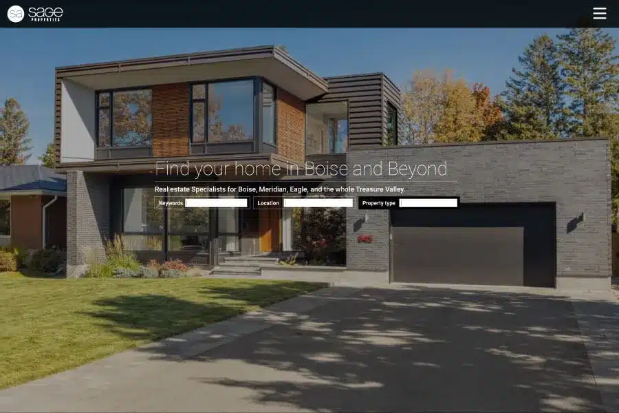 Website design concept for a real estate company featuring a modern layout, property showcase, and professional branding – Graphic Design Clearwater Florida.